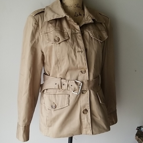 Khaki Belted Anne Klein Sport Jacket - Picture 2 of 4